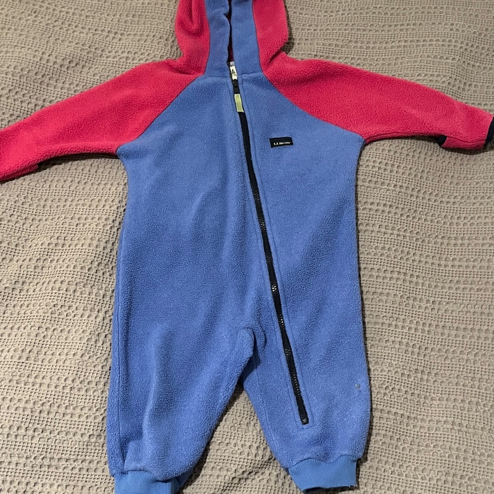 L.L. Bean Kids Blue and Pink Fleece Suit